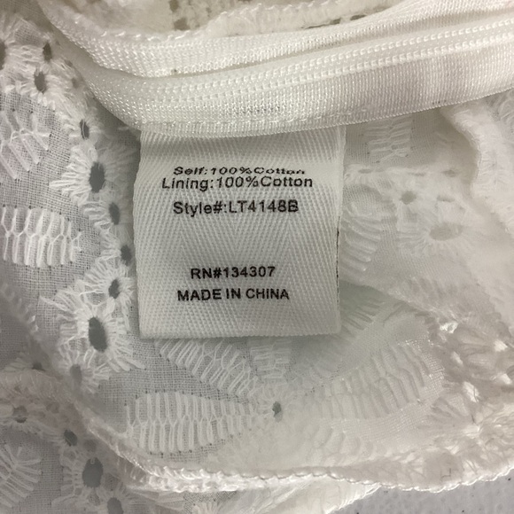 Line & Dot Lydia Cami Tank White Eyelet Cotton Top Size M - Picture 7 of 7